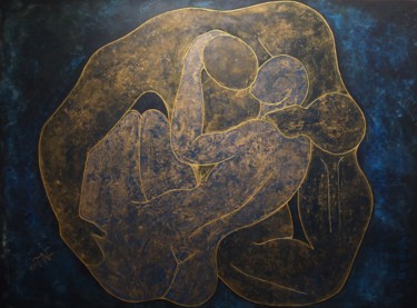 Картина под названием "Le baiser" - Philippe Jamin, Подлинное произведение искусства, Масло