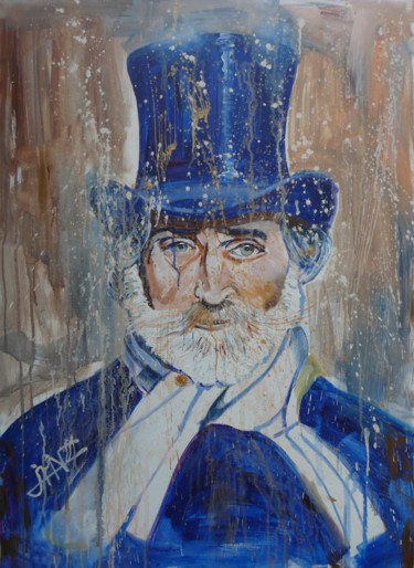 Картина под названием "Giuseppe Verdi III…" - Philippe Jamin, Подлинное произведение искусства, Акрил Установлен на Деревянн…