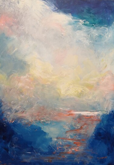 Pintura intitulada "Errance nuageuse" por Philippe Jamin, Obras de arte originais, Óleo Montado em Armação em madeira