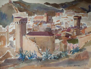 Painting titled "Tossa del mar" by Philippe Jamin, Original Artwork, Watercolor