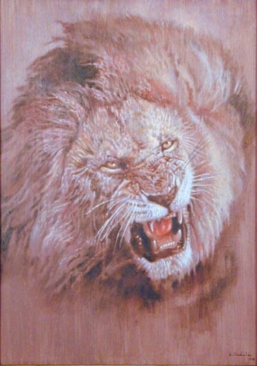 Pittura intitolato "Lion" da Angelo Vadalá, Opera d'arte originale