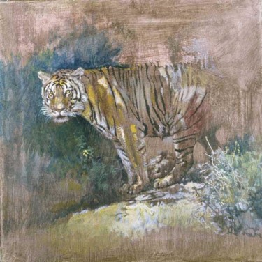 Pittura intitolato "Tiger" da Angelo Vadalá, Opera d'arte originale