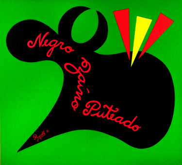 Painting titled "Negro zaíno puteado" by Angel Ripoll, Original Artwork, Acrylic