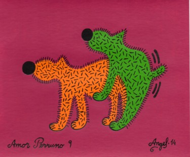 Painting titled "Amor perruno 9" by Angel Ripoll, Original Artwork, Acrylic