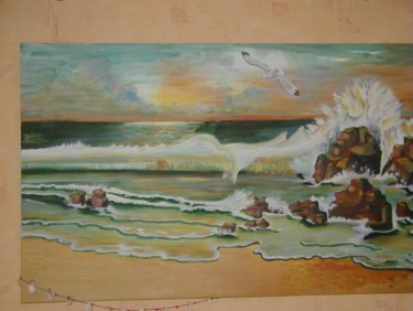 Peinture intitulée "océan agité sur un…" par Anges02, Œuvre d'art originale