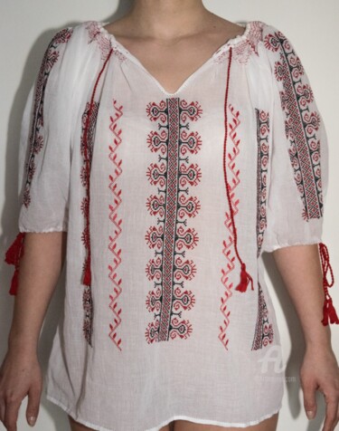 Artcraft titled "Traditional blouse…" by Ligia Vasile, Original Artwork, Women's Clothing