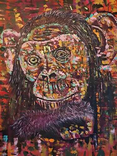 Pintura titulada "Le chimpanzé" por Angie By Spirit, Obra de arte original, Acrílico