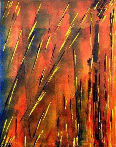 Painting titled "Firecrackers" by Angie Chapman, Original Artwork, Acrylic