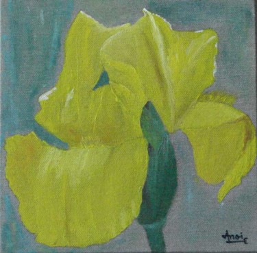 Painting titled "Iris jaune" by Aam, Original Artwork