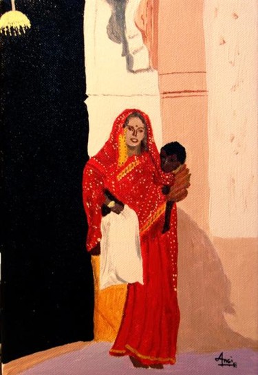 Painting titled "Courses en Indes" by Aam, Original Artwork