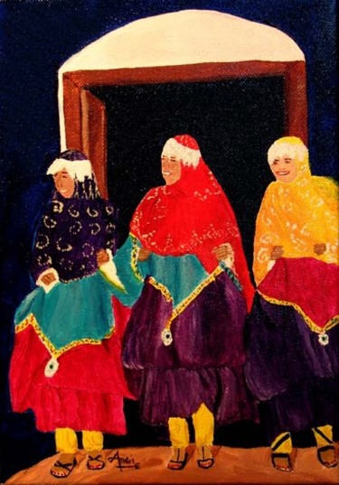 Peinture intitulée "Danseuses Kurdes" par Aam, Œuvre d'art originale