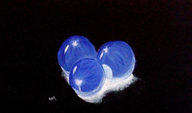 Painting titled "Les pommes bleues" by Aam, Original Artwork