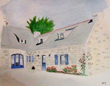 Painting titled "Maison bretonne" by Aam, Original Artwork