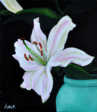 Painting titled "Jolie fleurs de Lys" by Angie F., Original Artwork, Acrylic Mounted on Wood Stretcher frame