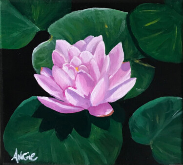 Peinture intitulée "Fleur de lotus" par Angie F., Œuvre d'art originale, Acrylique Monté sur Châssis en bois