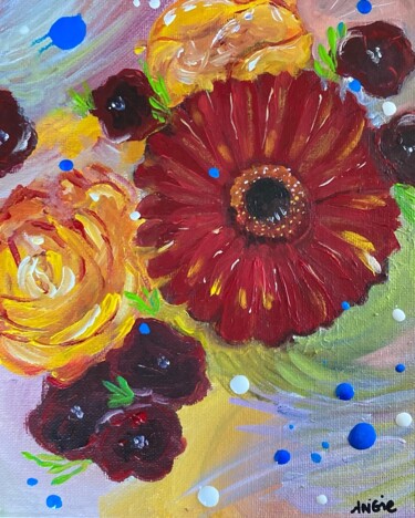 Painting titled "Bouquet d'amitié" by Angie F., Original Artwork, Acrylic Mounted on Wood Stretcher frame