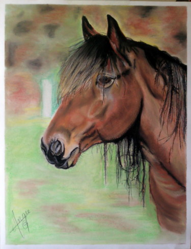 Dessin intitulée "cheval.jpg" par Angie, Œuvre d'art originale, Pastel