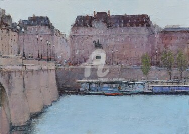 Peinture intitulée "Paris. Pont Neuf." par Andrey Guk, Œuvre d'art originale, Huile