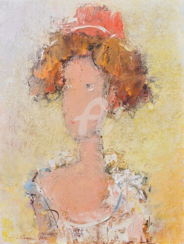 Malerei mit dem Titel "Red hat" von Andrey Guk, Original-Kunstwerk, Öl