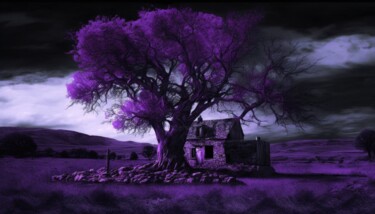 Arte digital titulada "The Purple Farmhouse" por Angus Finlayson, Obra de arte original, Imagen generada por IA