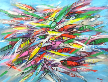 Malerei mit dem Titel "Happy fish3" von Anh  Tuan Le, Original-Kunstwerk, Acryl