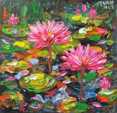 Schilderij getiteld "Monet's garden( 55x…" door Anh  Tuan Le, Origineel Kunstwerk, Acryl