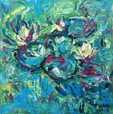 Schilderij getiteld "Monet's garden 1" door Anh  Tuan Le, Origineel Kunstwerk, Acryl