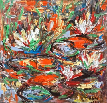 Painting titled "Water Lilies 8" by Anh  Tuan Le, Original Artwork, Acrylic