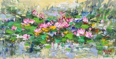 Pintura titulada "Water Lily Pond" por Anh  Tuan Le, Obra de arte original, Acrílico