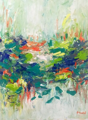 Painting titled "Water lily, Flower…" by Anh  Tuan Le, Original Artwork, Acrylic