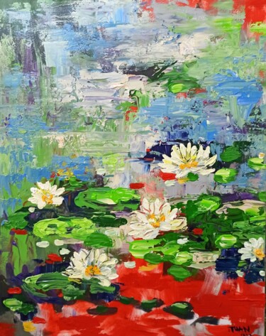 Painting titled "Water lily, Flower…" by Anh  Tuan Le, Original Artwork, Acrylic
