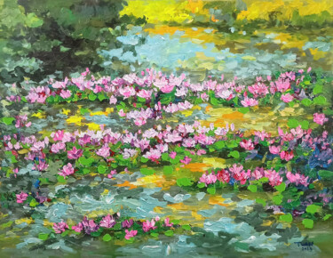Malerei mit dem Titel "Water lily, Flower…" von Anh  Tuan Le, Original-Kunstwerk, Acryl