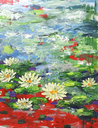 Painting titled "Water lily, Flower…" by Anh  Tuan Le, Original Artwork, Acrylic
