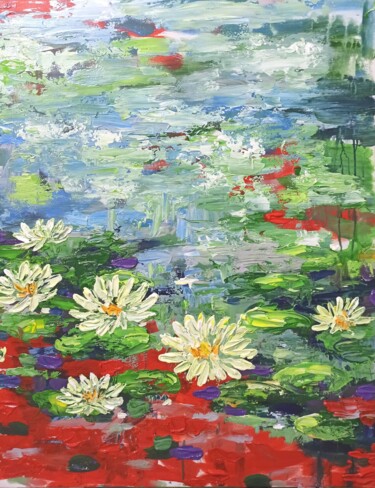 Картина под названием "Water lily  Flower…" - Anh  Tuan Le, Подлинное произведение искусства, Акрил