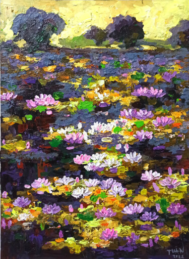 Pintura titulada "Water lily Flower o…" por Anh  Tuan Le, Obra de arte original, Acrílico
