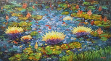 Pintura intitulada "Water lily, Flower…" por Anh  Tuan Le, Obras de arte originais, Acrílico