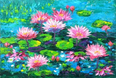 Painting titled "Water lily, flower…" by Anh  Tuan Le, Original Artwork, Acrylic