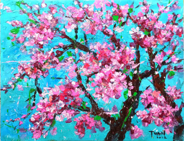 Pintura intitulada "Cherry blossoms" por Anh  Tuan Le, Obras de arte originais, Acrílico