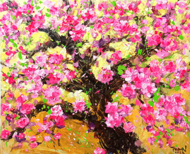 Картина под названием "Cherry blossoms 2" - Anh  Tuan Le, Подлинное произведение искусства, Акрил