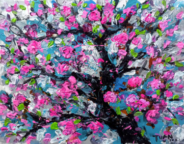 Painting titled "Peach blossom in Sp…" by Anh  Tuan Le, Original Artwork, Acrylic