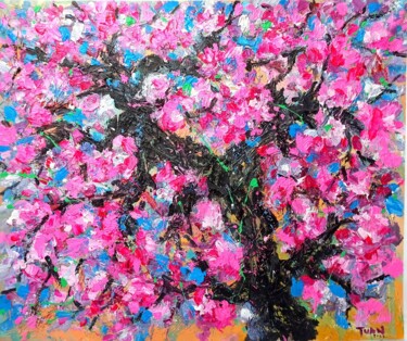 Картина под названием "Peach blossom in Sp…" - Anh  Tuan Le, Подлинное произведение искусства, Акрил