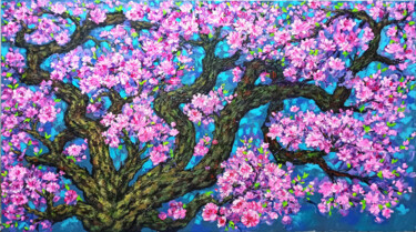 Painting titled "Peach blossom in Sp…" by Anh  Tuan Le, Original Artwork, Acrylic