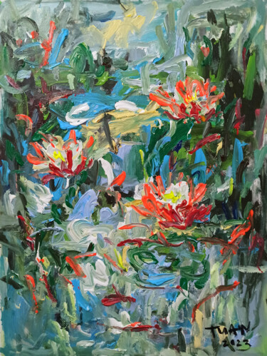 Malerei mit dem Titel "Flowers in the morn…" von Anh  Tuan Le, Original-Kunstwerk, Acryl