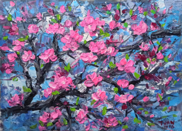 Painting titled "Cherry blossoms blo…" by Anh  Tuan Le, Original Artwork, Acrylic