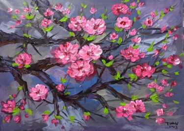 Ζωγραφική με τίτλο "Cherry blossoms blo…" από Anh  Tuan Le, Αυθεντικά έργα τέχνης, Ακρυλικό