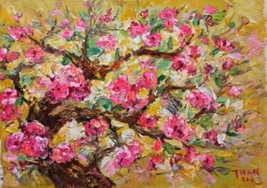 Ζωγραφική με τίτλο "Peach blossoms bloo…" από Anh  Tuan Le, Αυθεντικά έργα τέχνης, Ακρυλικό