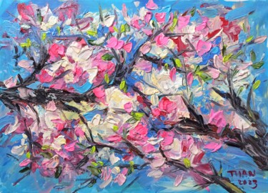 Painting titled "Cherry blossoms blo…" by Anh  Tuan Le, Original Artwork, Acrylic