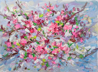 Pintura intitulada "Peach blossom in Sp…" por Anh  Tuan Le, Obras de arte originais, Acrílico