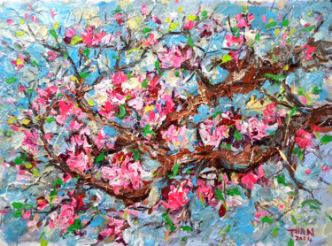 Painting titled "cherry blossoms ful…" by Anh  Tuan Le, Original Artwork, Acrylic