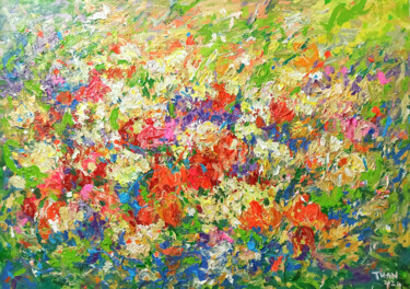 Painting titled "Summer garden" by Anh  Tuan Le, Original Artwork, Acrylic